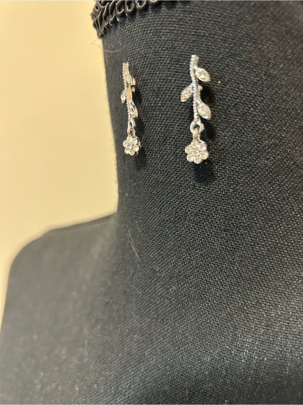 Vintage Floral Crystal Drop Earrings Purchased from Gale Grant NYC